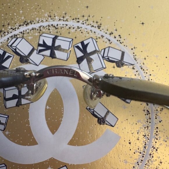 RARE Chanel Vintage Sunglasses Rhinestone CC Logo Rimless Gradient Blue. - Picture 6 of 9